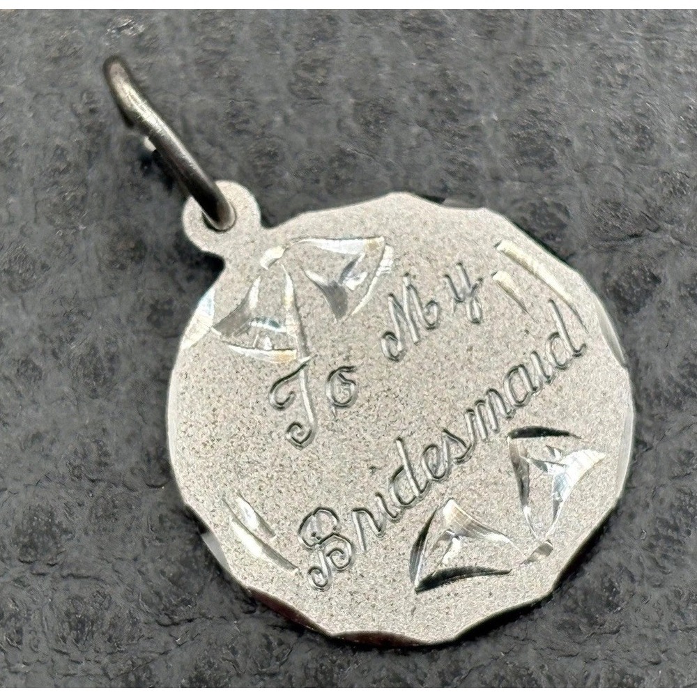 Vintage "To My Bridesmaid" Charm Pendant Gift Sterling Silver 925